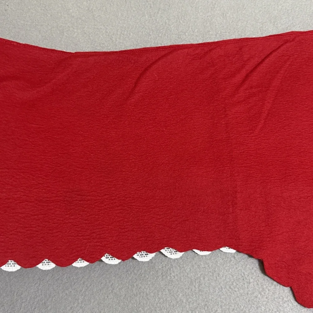 Vtg Christmas Silent Night Nativity Scene Lace Valance Felt Back Topper Handmade